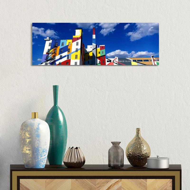 Building With Geometric Decorations, Minneapolis, Minnesota, USA - Wrapped Canvas Panoramic Print