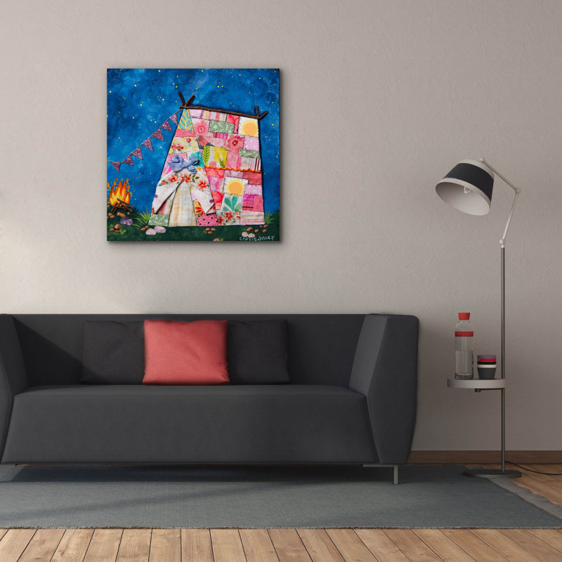 Toile épique Graffiti «Nightime By The Fire» par Carrie Sharp, 37 po x 37 po