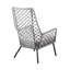 Fauteuil de jardin Marco en acier, intérieur/extérieur, avec corde et coussin gris