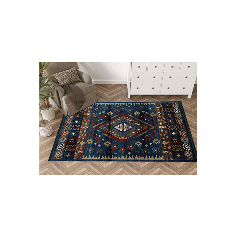 Tapis décoratif rétro à motif marine, Rectangle 4 pi 11,06 po x 9 pi 10,11 po
