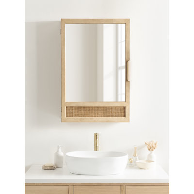 Ori Modern Rattan Bathroom Medicine Cabinet with Mirror