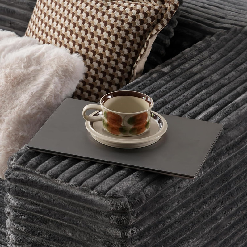104" Cloud Sectional Couch With L-shape Chaise, Gray Corduroy