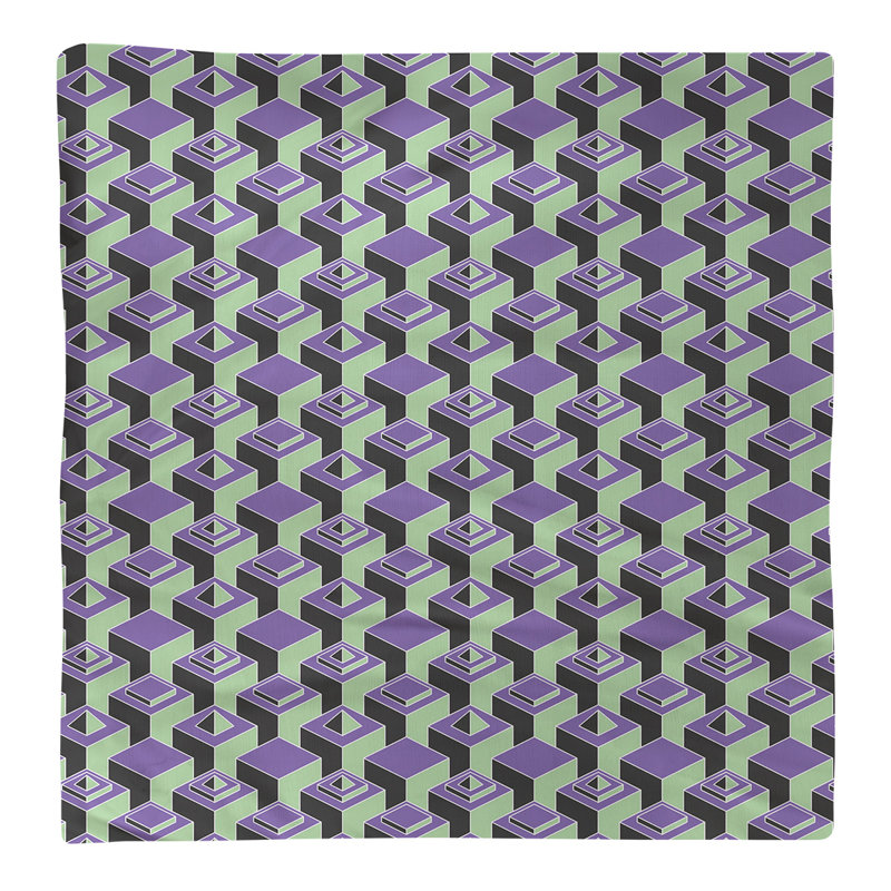 Jordao Cotton Geometric Square Napkin, Purple/Green, 0.1" H x 10" W x 10" D, Poly Twill