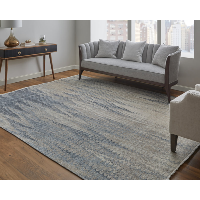 Riplee Modern Abstract Blue Area Rug, Rectangle 2' x 3'