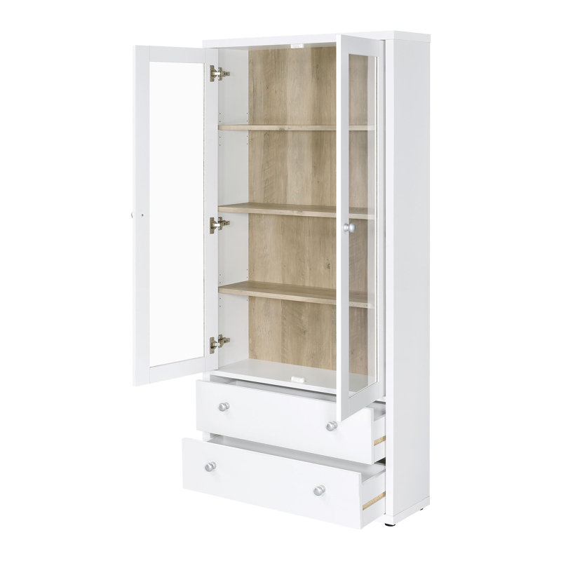 Armoire haute à 4 tablettes avec tiroirs Bogard, Blanc / Blanc