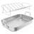 15.6'' Roasting Pan With V-Shaped Rack,Sliver