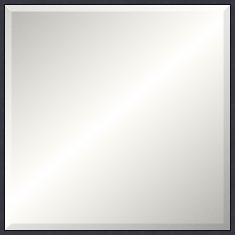 Floater 2 Solid Wood Mirror, Matte Black, Square, 23.25" x 23.25"