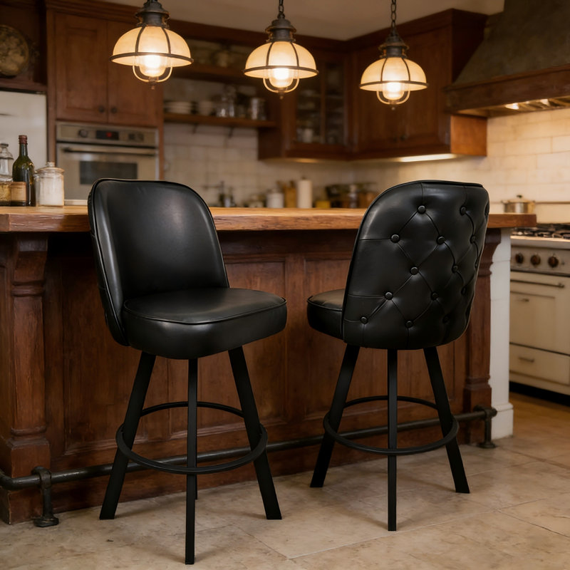 Ensemble de 2 tabourets de bar pivotants rembourrés commerciaux à siège baquet avec cadre en métal pour restaurant et café - assemblage requis