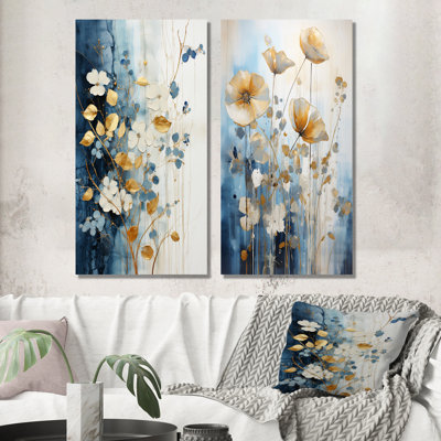 Minimalisme botanique beige et doré - ensemble de 2 plantes murales