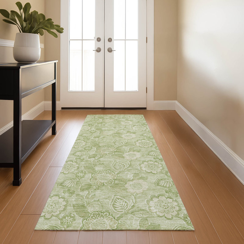 Premium Machine Washable Ralston AMF1939 Floral Rug, Runner 2'3" x 7'6"