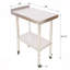 Table de préparation en acier inoxydable, 24 x 15 x 35 1/2 po, capacité de travail de 440 lb, table de travail en métal robuste avec tablette de dosseret réglable et 4 roulettes, poste de travail commercial pour restaurant de cuisine