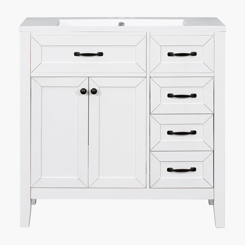 Base de meuble-lavabo simple 35,5 po en blanc seulement