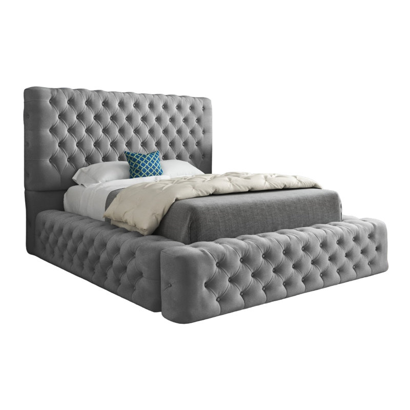 Aldon Upholstered Bed, Small Single (2'6), Grey