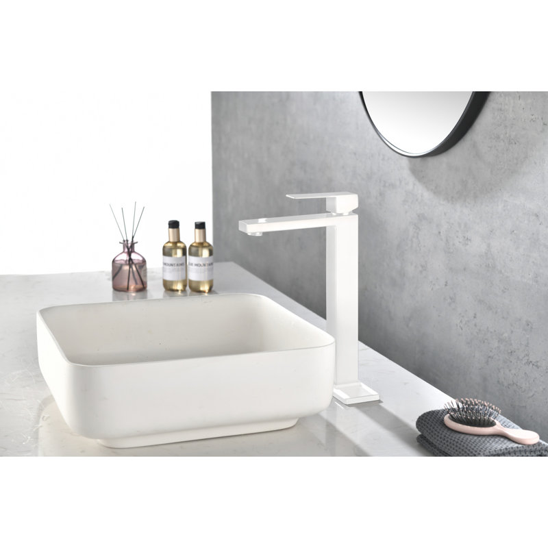 Single Handle Bathroom Sink Faucet, Bathroom Sink Vanity Faucet With Water Supply Hose, White