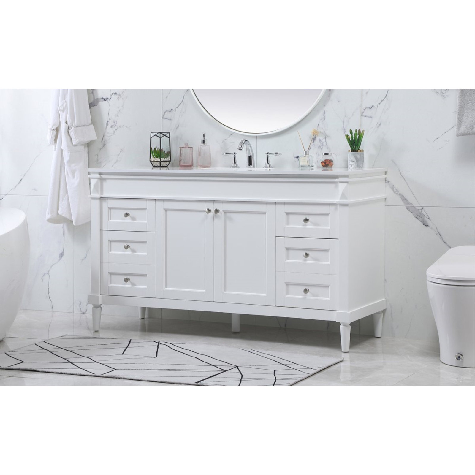 Readington 60'' Single Bathroom Vanity, White