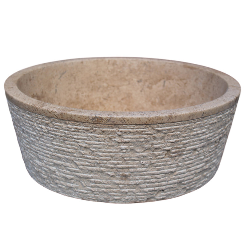 TashMart 16'' Stone Circular Bathroom Sink, Afyon Noce
