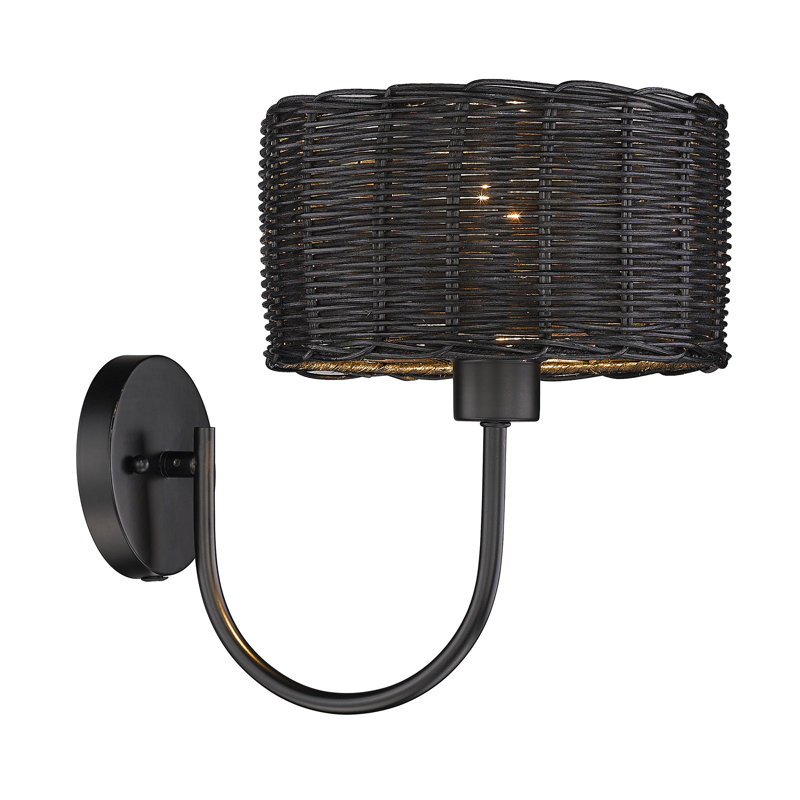 Cuthmore Steel Spotlight, Matte Black, Black Wicker