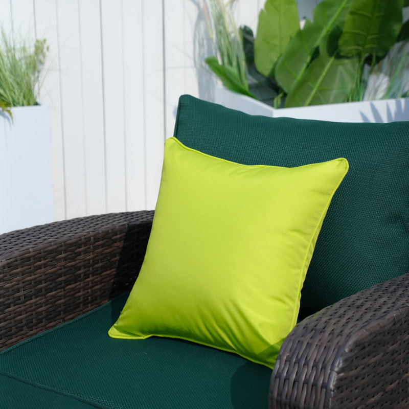 Outdoor Throw Pillow, 16.54" x 16.54" x 6.1", Solid Green, Cotton