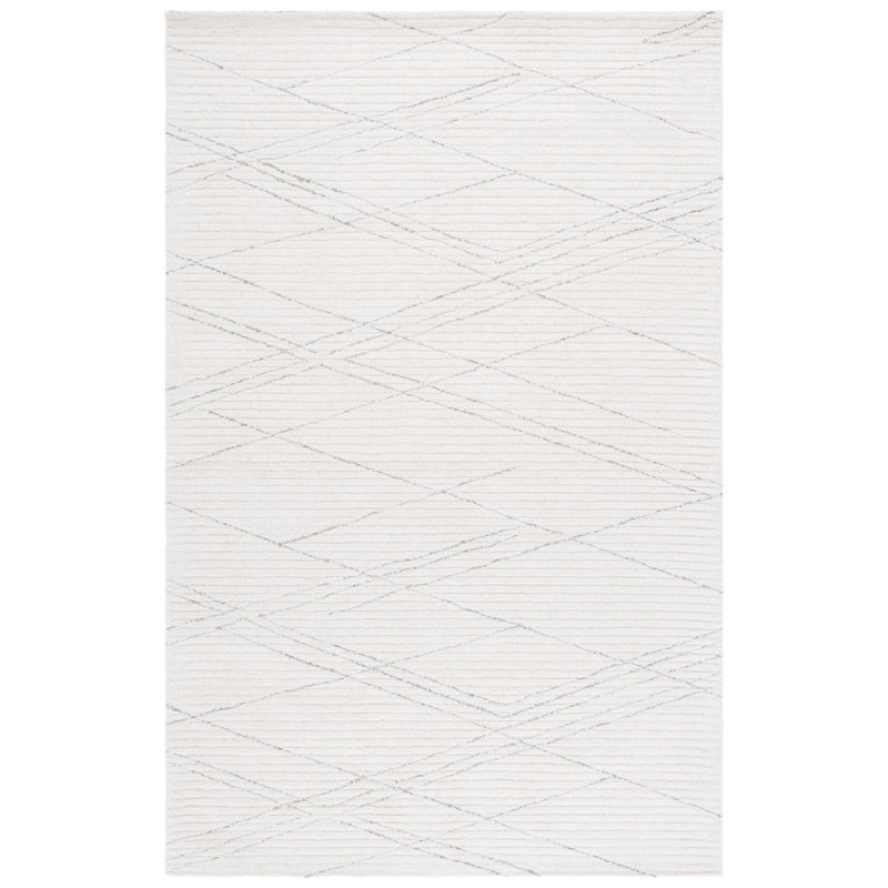 Ebony Hand Tufted Wool, Cotton Geometric Indoor Rug, Rectangle 8' x 10'