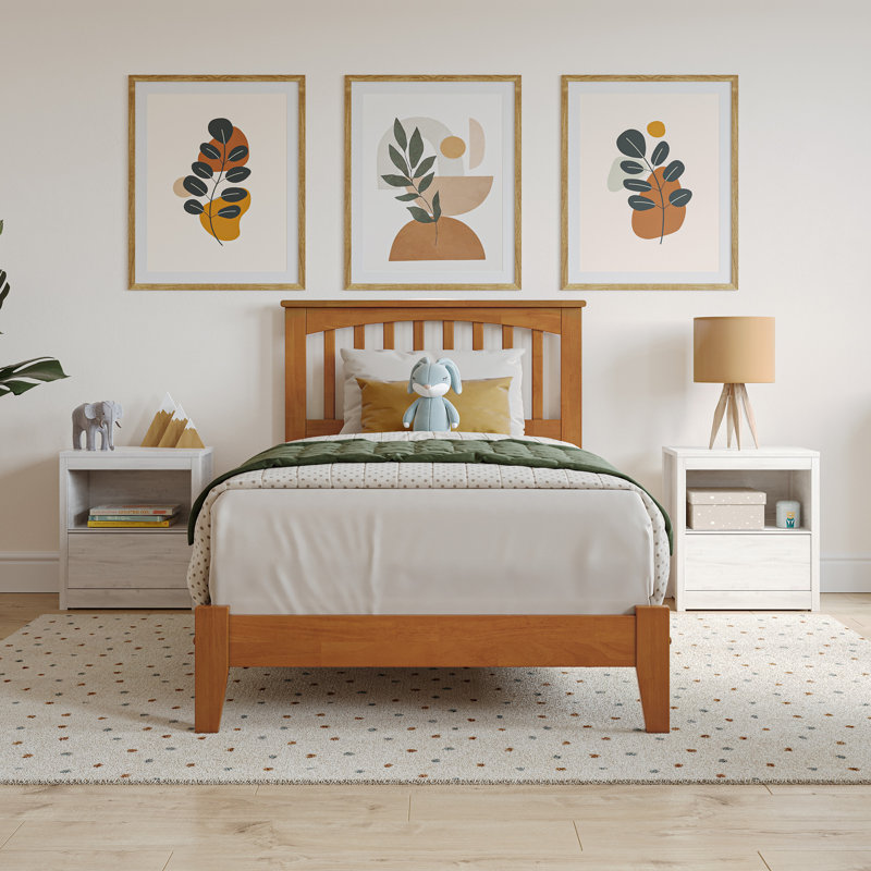 Mission Low Profile Solid Wood Platform Bed, Twin, Light Toffee