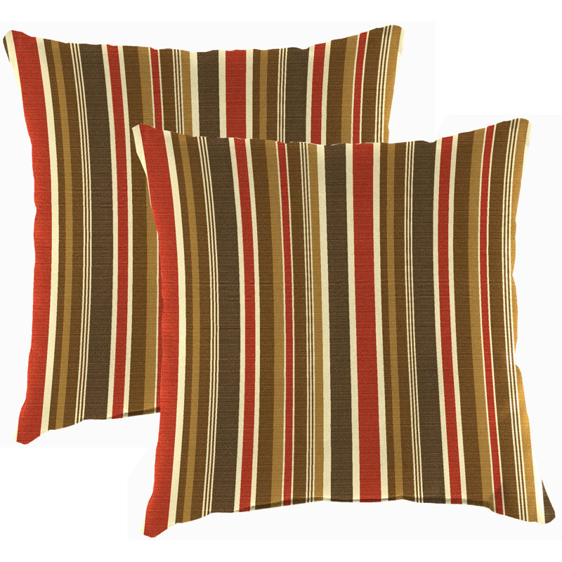 Sunbrella Outdoor Throw Pillow, Brannon Redwood Striped