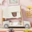Lit voiture simple en bois avec coussin, toile de plafond, naturel