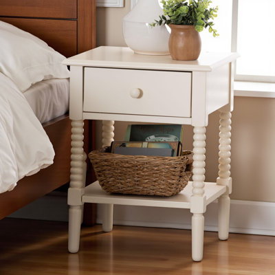 Baxton Studio Braith Farmhouse Spindle Wood 1-Drawer Nightstand