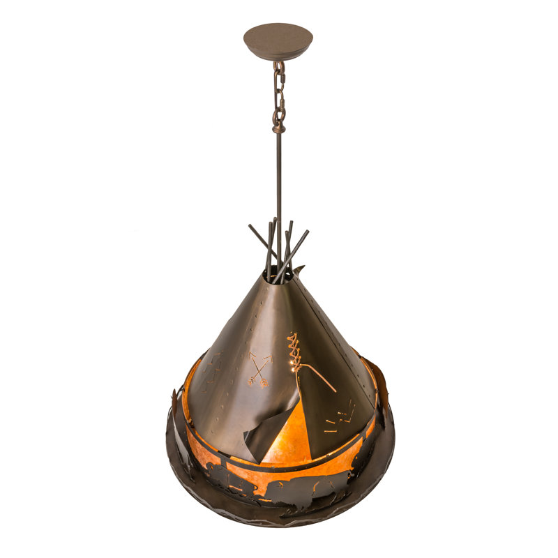 Rustic Lodge 4 - Light Pendant, 71" H x 24" W x 24" D, Antique Copper