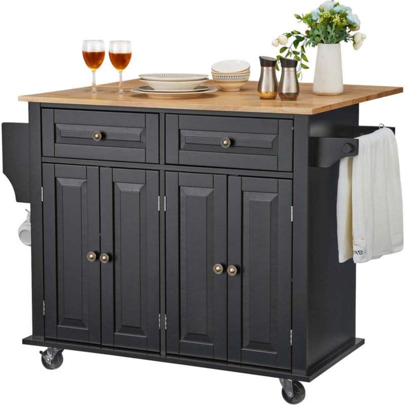 Armoire de rangement sur roulettes avec tiroir et tablettes pour îlot de cuisine