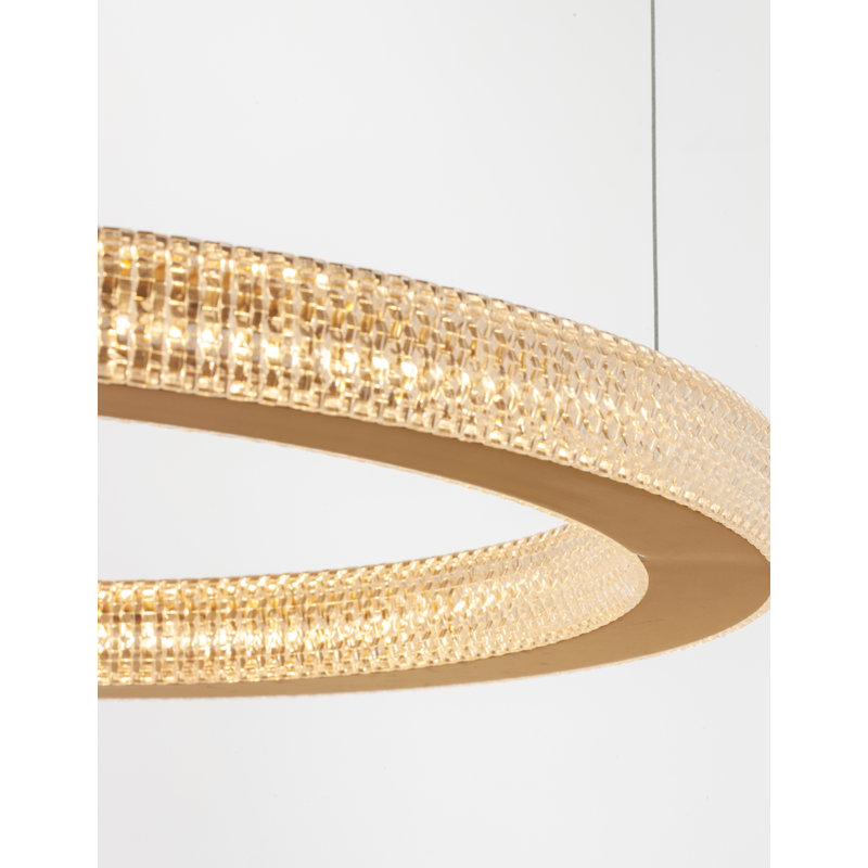 1 - Light Antique Gold LED Crystal Pendant, 4cm H x 60cm W x 60cm D