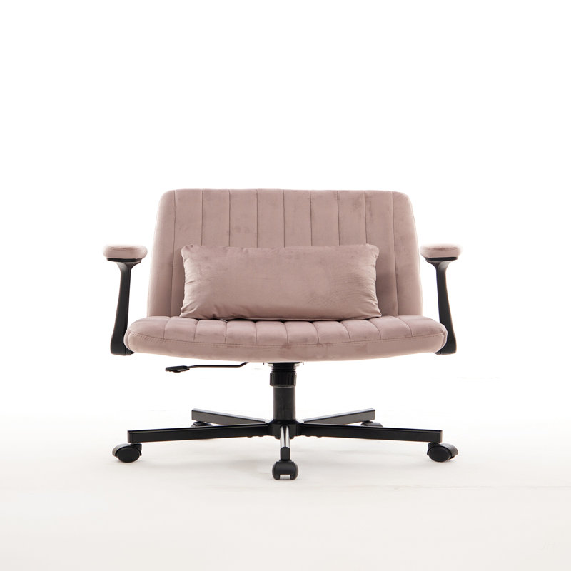 Criss Cross Armrest Office Chair With Wheels - Modern For Home Office, Meditation & Creative Work, Pink