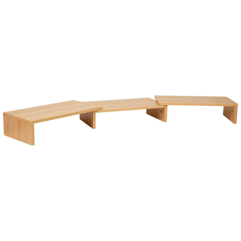 Support double écran Mind Reader, rehausseur de bureau réglable en MDF pour ordinateur portable, moniteur, téléviseur, extensible jusqu'à 130 cm de large, pour le bureau ou la maison