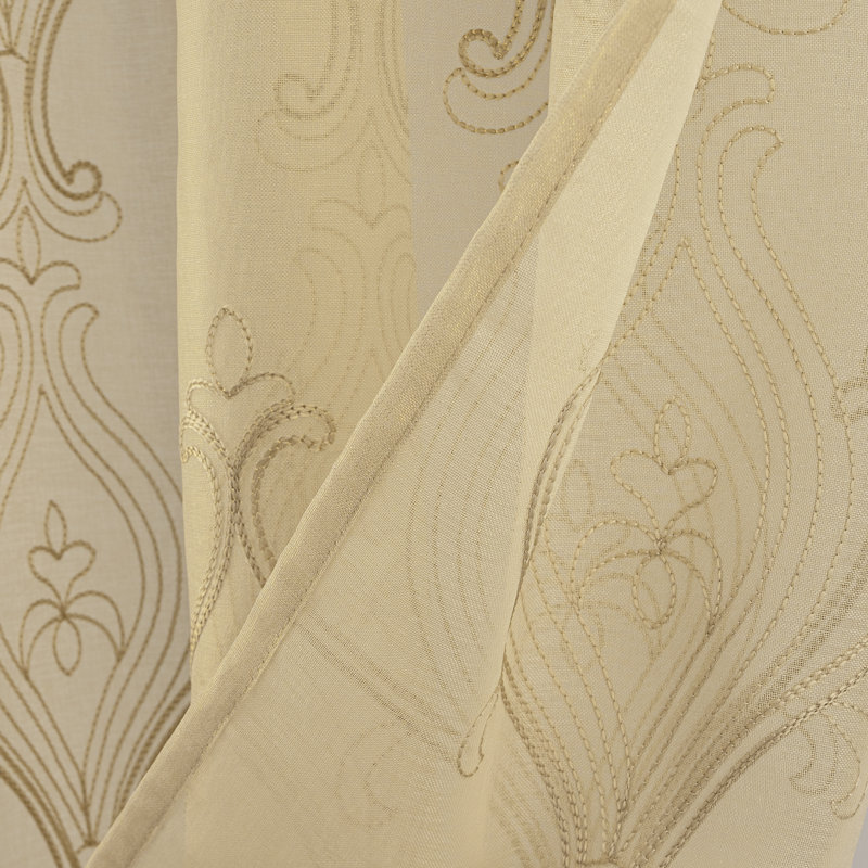 Panneau de rideau transparent brodé Sieme, L 54 po x L 95 po, Taupe