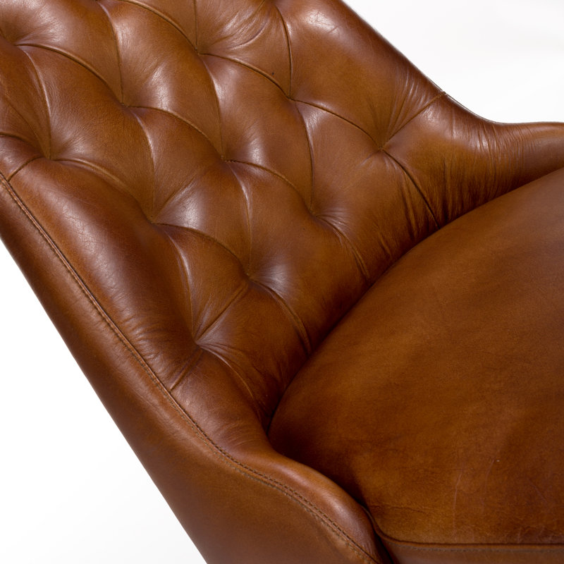 Tenaya 48 cm H Leather Side Chair, Tan