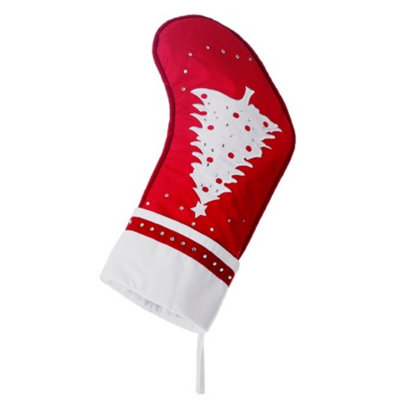 Chaussette de Noël 22 po rouge et blanche brodée avec strass
