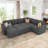Anureet Latitude Run® Corduroy Sleeper Sectional U Shaped Modular Sofa Bed With Storage Space-310609821