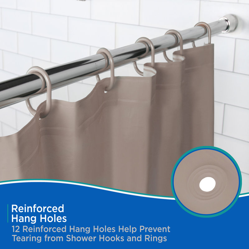 Taupe 70" x 72" PEVA Shower Curtain and Liner Set with Rings