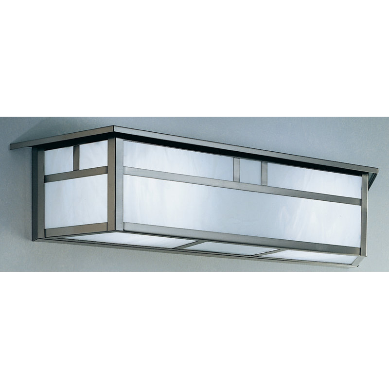 Telly Flush Mounted Sconce, 5.88" H x 26.88" W x 7" D / Double T-bar, Pewter, White Opalescent