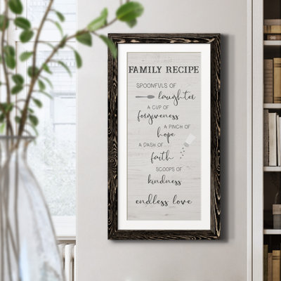 Family Kitchen Recipe - Art textuel sur toile encadré