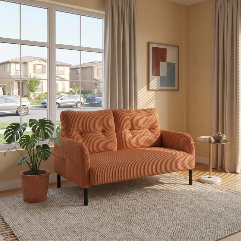 Canapé moderne et confortable avec poches de rangement latérales, canapé élégant pour le salon, la chambre et la salle de conférence