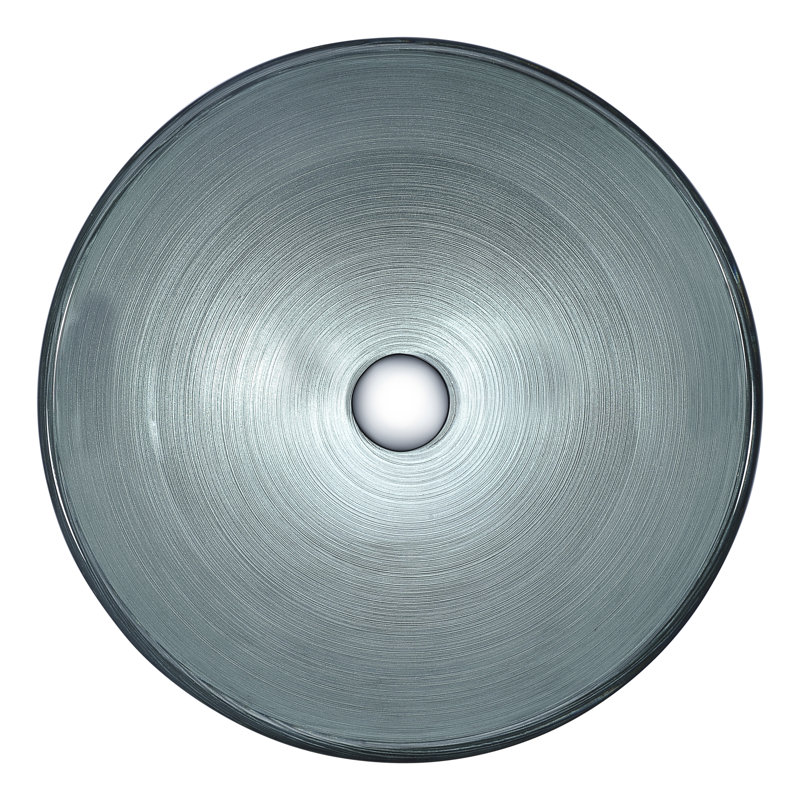 ANZZI Posh 16.5'' Glass Circular Bathroom Sink, Silver