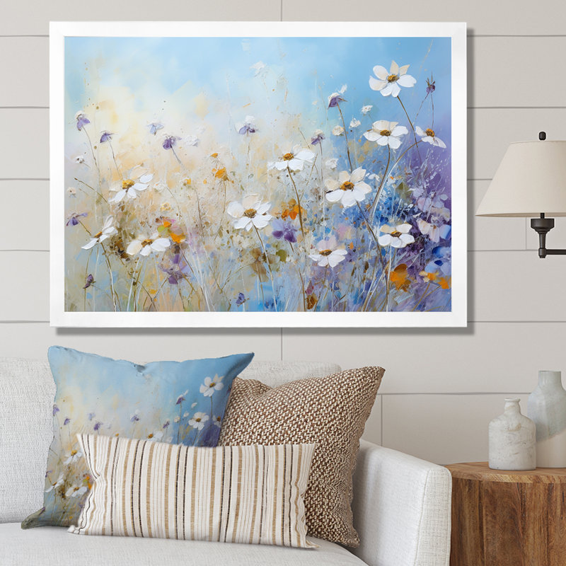Fleurs de saison charme de ferme I, H 16 po x l 32 po x P 1 po, Cadre simple blanc