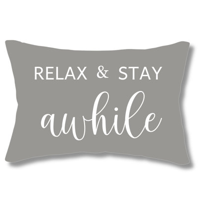 Relax & Stay Awhile - Decorative Typography Pillow Indoor / Outdoor Pillow