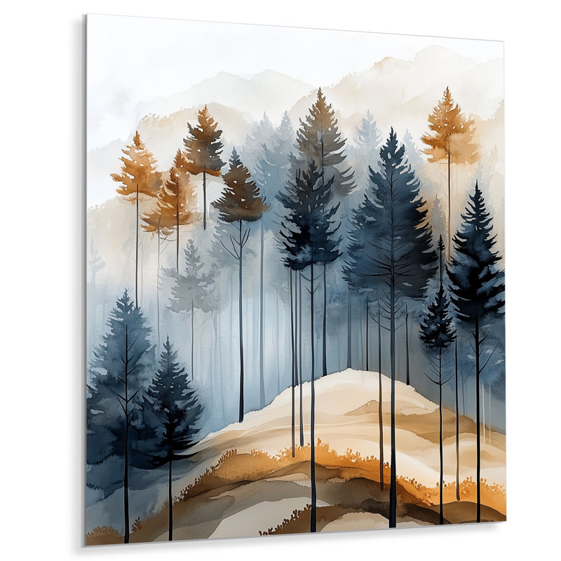 Ambre Brume Boisée II - Impression sur métal de pins, 32" H x 24" W