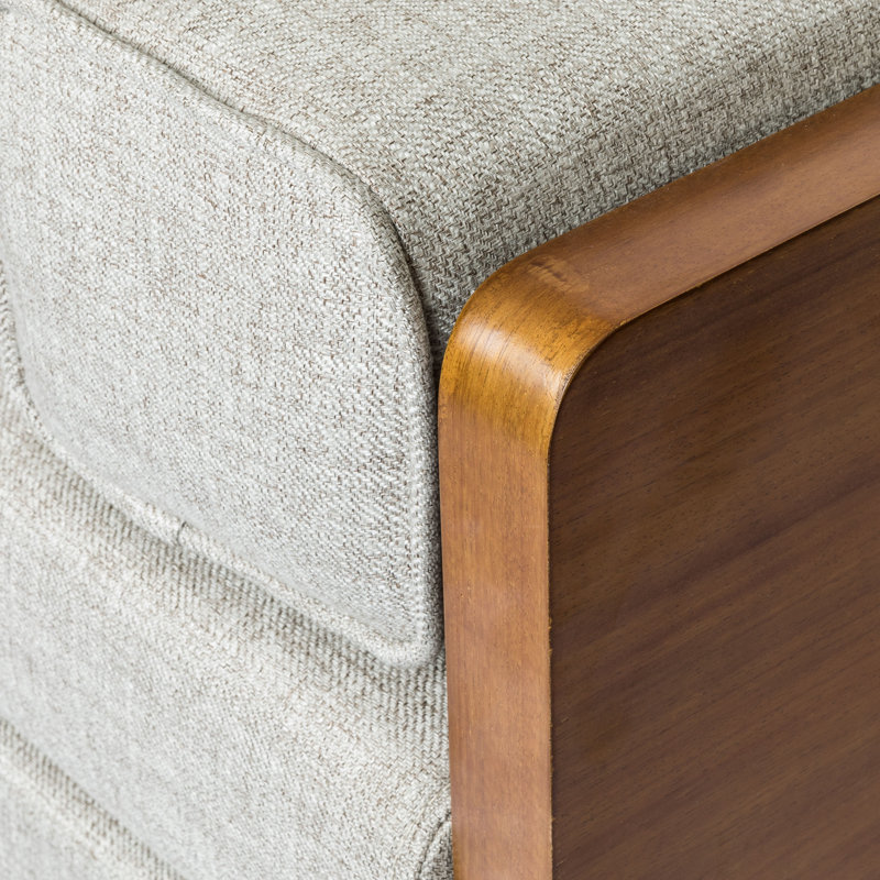 Chaise longue à accoudoirs carrés capitonnés Davidjeremiah, 100 % polyester beige
