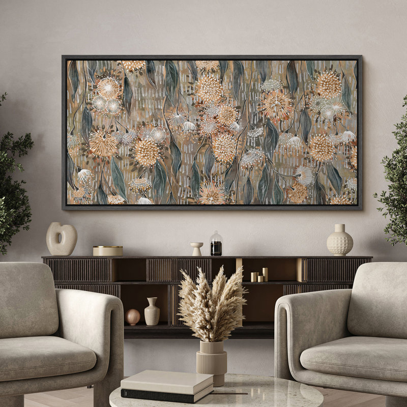 «Abstract Plant Botanical Modern Rustic», impression sur toile encadrée surdimensionnée, H 30 po x l 60 po