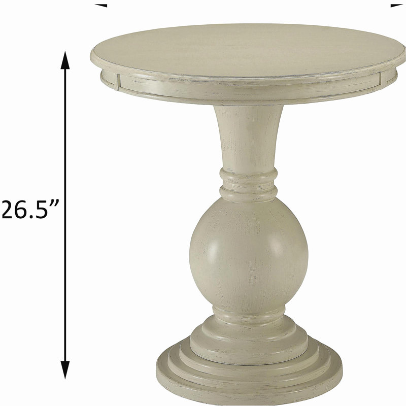 Table d'appoint blanc antique avec base piédestal