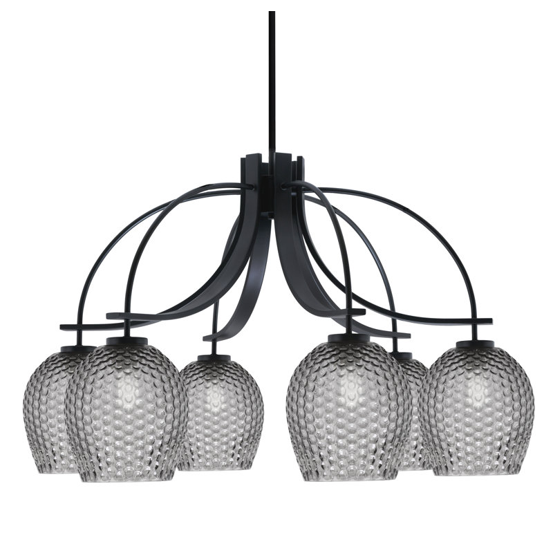 Lustre Cavella Light, avec éclairage de 7,5 po, H 20 po x l 31 po x P 31 po, 6, Noir mat