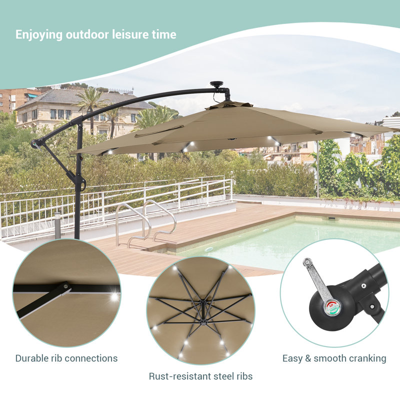 Parasol en porte-à-faux 10 pi Asyra, Brun clair