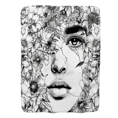 Minimalist Floral faces - 1 pièce Sherpa Premium
